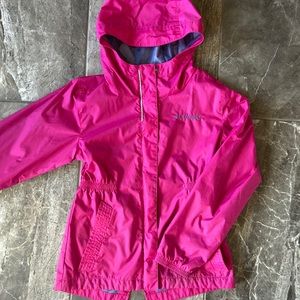 Columbia Hooded Lightweight Jacket Hot Pink Girls Small Size 7 / 8 Windbreaker